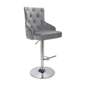 Bar Stools Brushed Velvet Grey Bar Stool