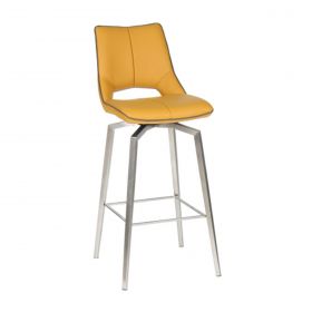 Bar Stools Swivel Leather Effect Yellow Bar Chair