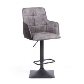 Bar Stools Suede Effect Light Grey Bar Stool