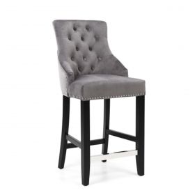 Bar Stools Ring Back Brushed Velvet Grey Bar Chair