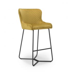 Bar Stools Brushed Velvet Mustard Bar Stool