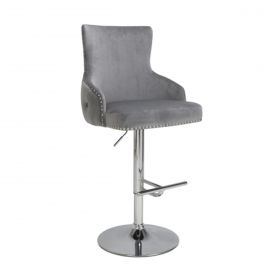 Bar Stools Brushed Velvet Grey Bar Stool