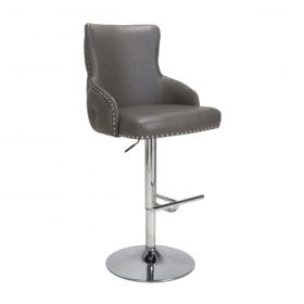 Bar Stools Leather Effect Grey Bar Stool