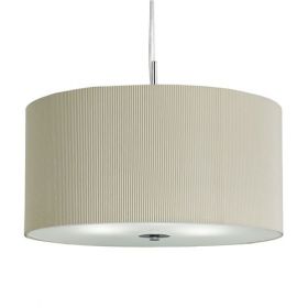  Drum Pleat Pendant - 3lt Pleated Shade Pendant, Cream With Frosted Glass Diffuse