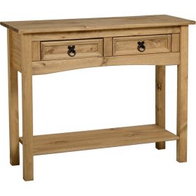Coffee table with shelf and drawer pine oak antique stain wax lounge