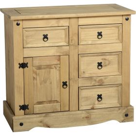 Waxed Pine Dining 1 Door 4 Drawer Sideboard