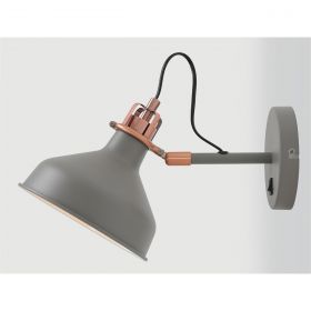  Bronx Adjustable Wall Lamp Switched, 1 x E27, Sand Grey/Copper/White IL1107HS