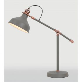  Bronx Adjustable Table Lamp, 1 x E27, Sand Grey/Copper/White IL5007HS