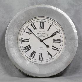 Wall Clock large silver frame paris