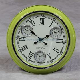Wall Clock retro lime multi dial