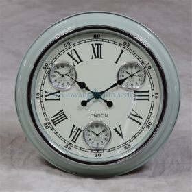 Wall Clock retro light blue multi dial