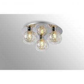 BFS Lighting Tilly 35cm Flush Ceiling Round, 3 Light G9, Polished Chrome/Silver/Clear Glass