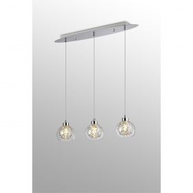 BFS Lighting Tilly Pendant Linear, 3 Light G9, Polished Chrome/Silver/Clear Glass