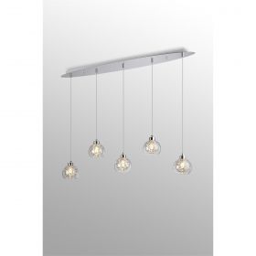 BFS Lighting Tilly Pendant Linear, 5 Light G9, Polished Chrome/Silver/Clear Glass