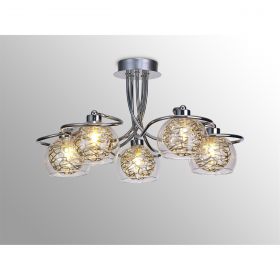BFS Lighting Tilly 52cm Semi Ceiling Round, 5 Light G9, Polished Chrome/Silver/Clear Glass