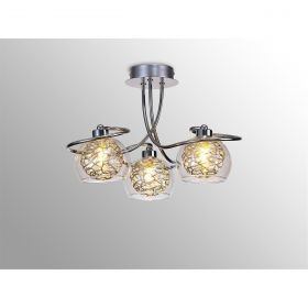 BFS Lighting Tilly 43cm Semi Ceiling Round, 3 Light G9, Polished Chrome/Silver/Clear Glass