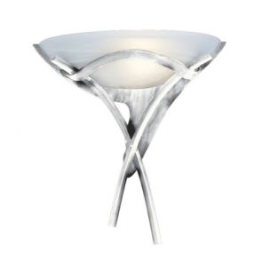  Wall - 1lt Wall Bracket, Antique Silver, Alabaster Glass BPOSL078