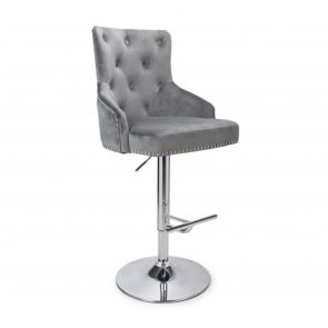 Bar Stools Brushed Velvet Grey Bar Stool