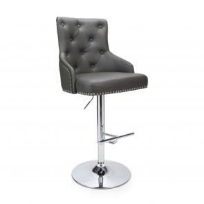 Bar Stools Leather Effect Graphite Grey Bar stool