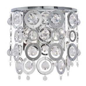  2 Light Wall Bracket, Chrome, Clear Acrylic Balls, Chrome Acrylic Rings BPOSL088