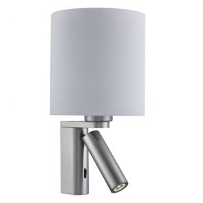  Wall Adjustable 2lt Wall Bracket, Satin Silver, White Glass Shade BPOSL108