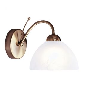  1 Light Wall Bracket, Antique Brass, Alabaster Glass BPOSL170