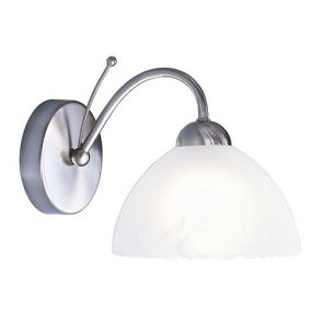 1 Light Wall Bracket, Satin Silver, Alabaster Glass BPOSL171