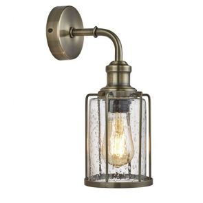  1 Light Wall Light, Antique Brass With Seeded Glass BPOSL202