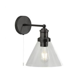  Wall Light - Matt Black, Clear Glass Shade BPOSL210