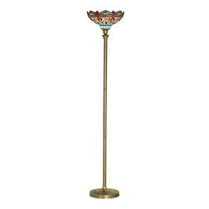  1 Light Floor Lamp, Antique Brass, Tiffany Glass BPOSL019