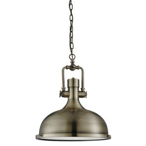  1 Light Pendant, Antique Brass, Frosted Glass BPOSL220