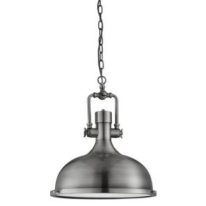  1 Light Pendant, Antique Nickel, Frosted Glass BPOSL221