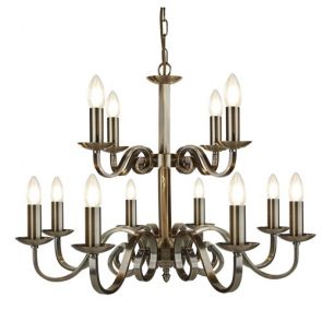  12 Light Ceiling, Antique Brass, Scroll Arms BPOSL251