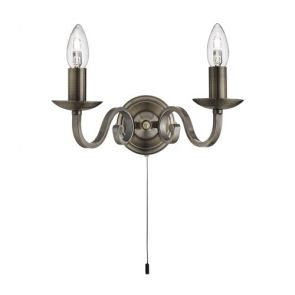 2 Light Wall Bracket, Antique Brass, Scroll Arms BPOSL253
