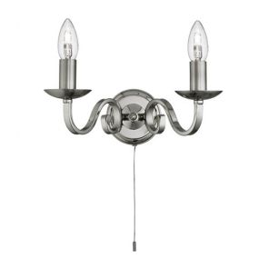  2 Light Wall Bracket, Satin Silver, Scroll Arms BPOSL254