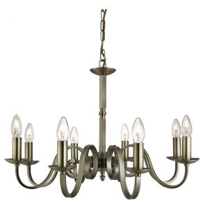  8 Light Ceiling, Antique Brass, Scroll Arms BPOSL257