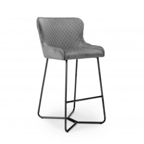 Bar Stools Brushed Velvet Grey Bar Stool