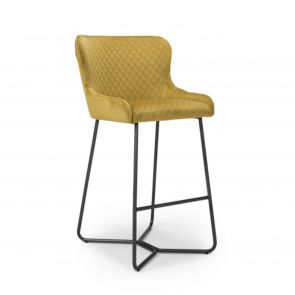 Bar Stools Brushed Velvet Mustard Bar Stool