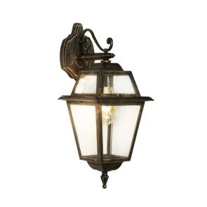  1 Light Outdoor (Downlight) Wall Bracket, Black Gold, Clear Glass BPOSL023