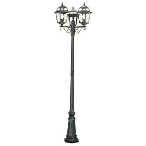  3 Light Outdoor Post (Height 230cm) Black Gold, Clear Glass BPOSL260