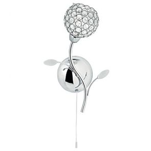  1 Light Wall Bracket, Chrome, Clear Glass Deco Shade BPOSL274