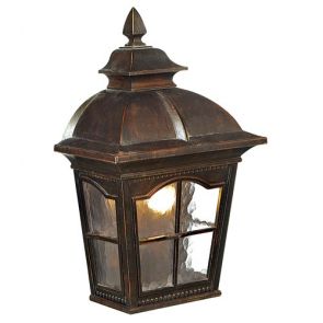  1 Light Outdoor Wall Bracket, Brown, Water Glass BPOSL277