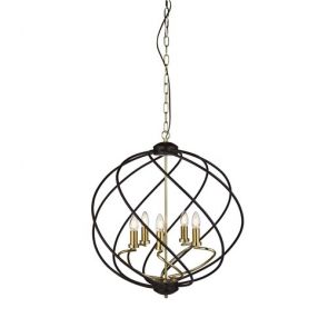 5 Light Pendant. Black/Gold BPOSL333