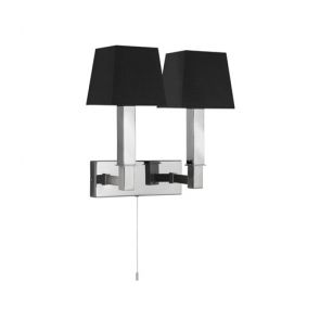  2 Light Wall Light - Ss & Cc With Black Shade BPOSL336