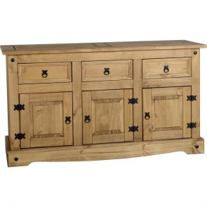 Waxed Pine Dining 3 Door 3 Drawer Sideboard