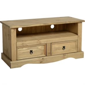 Waxed Pine Dining 2 Drawer Flat Screen Tv Unit