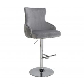 Bar Stools Brushed Velvet Grey Bar Stool