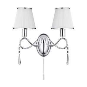   2 Light W/Bracket, Chrome, Clear Glass, White String Shades BPOSL376