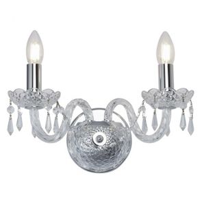  2 Light Wall Bracket, Chrome, Clear Crystal Trimmings BPOSL388