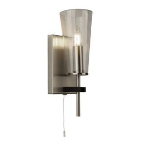  1 Light Wall Light, Satin Silver With Black Detail BPOSL389